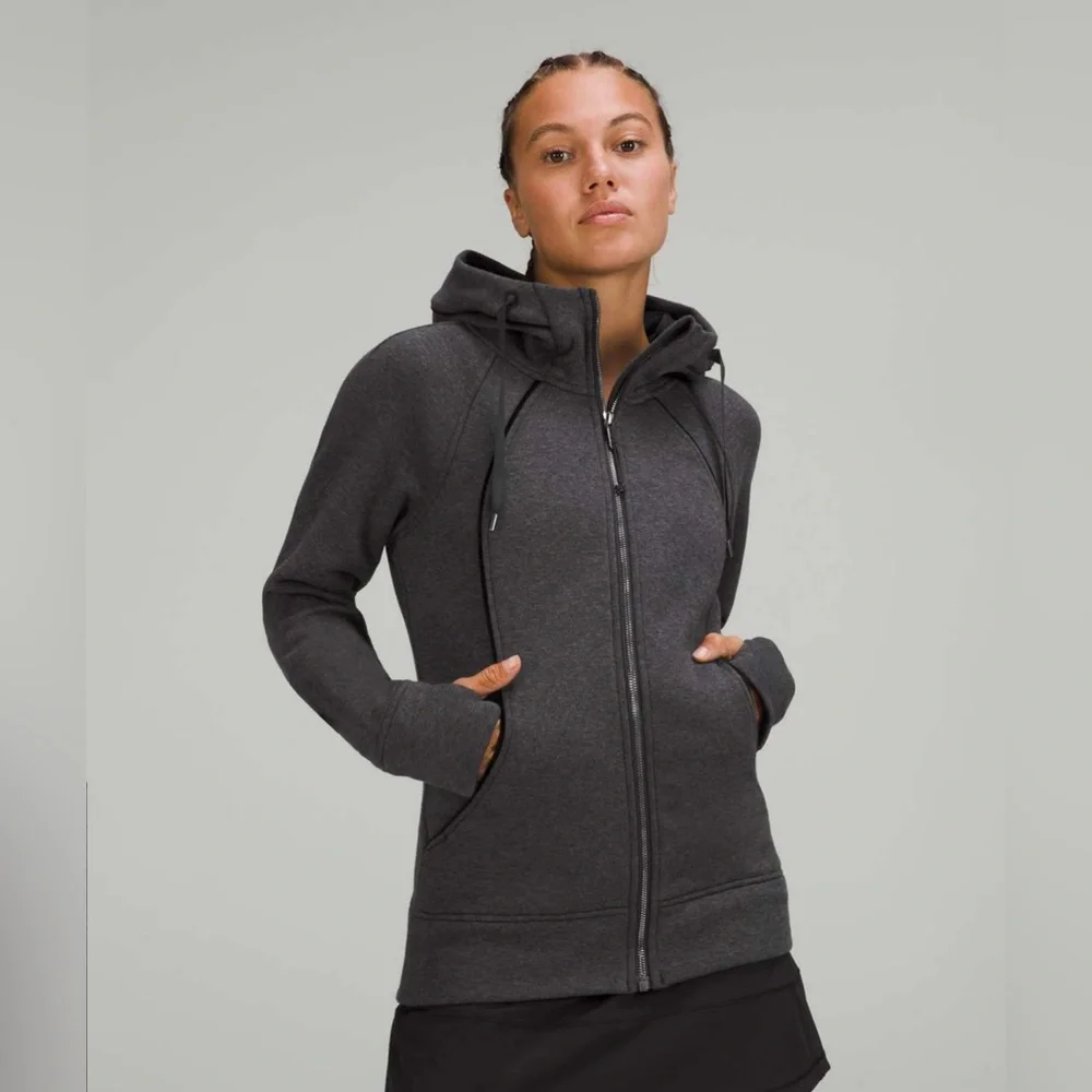 Lululemon NWT Scuba Hoodie *Plush sz 12 Heathered Black/Black - Picture 1 of 8